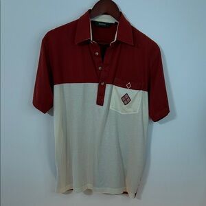 Vintage Two-Tone Polo Shirt – Red & Cream – Size M